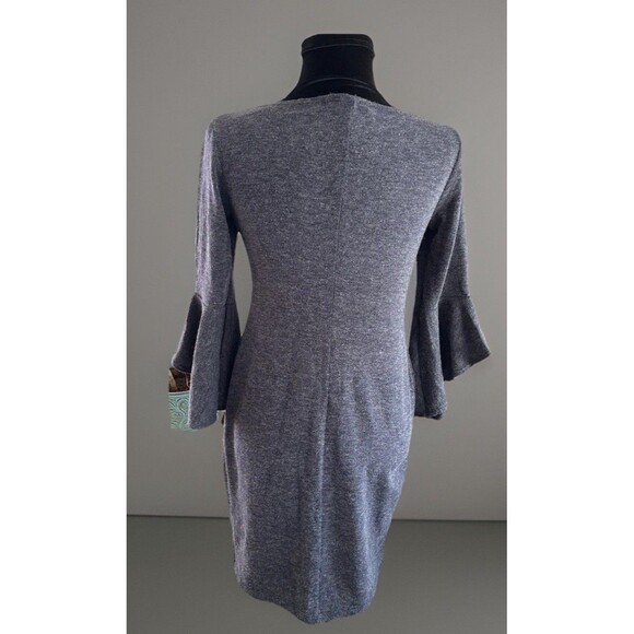TASH & SOPHIE Sweater Dress Bell Sleeve Heather Gray Size Small Holiday Sexy - Picture 4 of 11